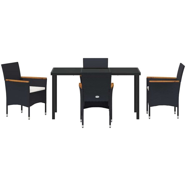 5-delat Trädgårdsdining Set i Svart Poly Rattan vidaXL 140 x 70 x 73 cm – bild 6