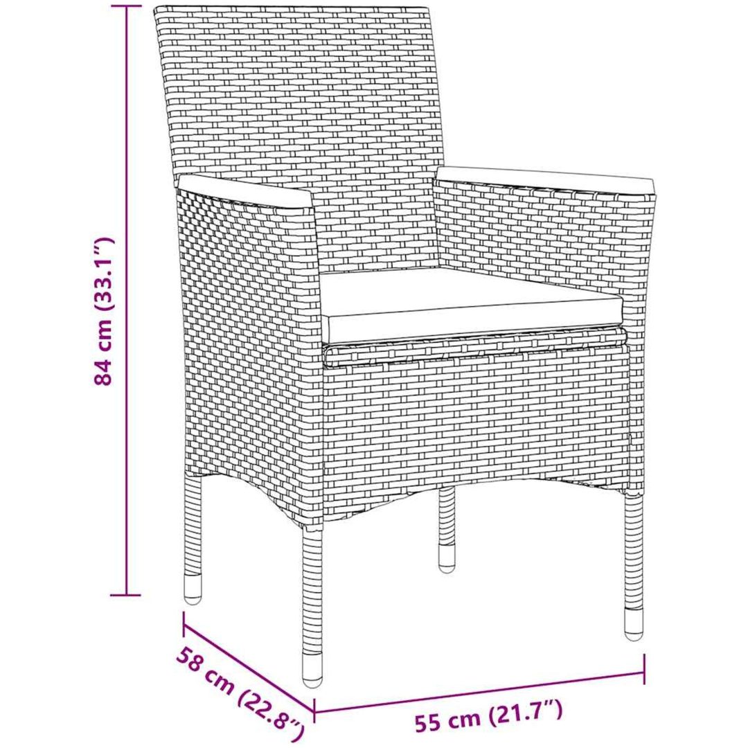 5-delat Trädgårdsdining Set i Svart Poly Rattan vidaXL 140 x 70 x 73 cm – bild 8