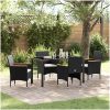 5-delat Trädgårdsdining Set i Svart Poly Rattan vidaXL 140 x 70 x 73 cm – miniatyr 1