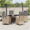 5-delat Trädgårdsdining Set med Kuddar Beige Poly-konstrotting vidaXL Standard – miniatyr 4