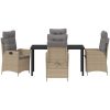 5-delat Trädgårdsdining Set med Kuddar Beige Poly-konstrotting vidaXL Standard – miniatyr 6