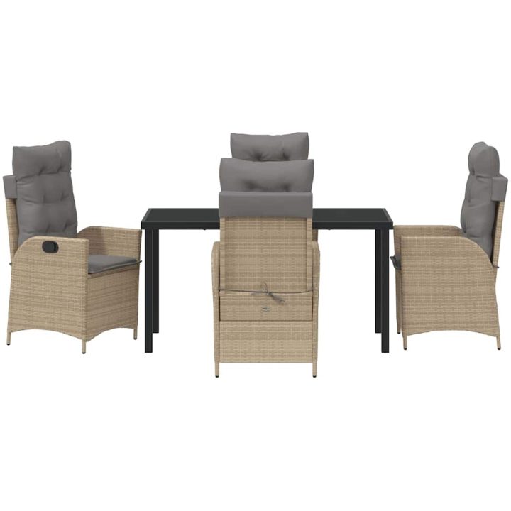 5-delat Trädgårdsdining Set med Kuddar Beige Poly-konstrotting vidaXL Standard – bild 6