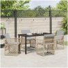 5-delat Trädgårdsdining-set med kuddar Beige Poly Rattan vidaXL 4 - Sits – miniatyr 4