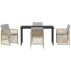5-delat Trädgårdsdining-set med kuddar Beige Poly Rattan vidaXL 4 - Sits – miniatyr 7