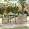 5-delat Trädgårdsdining-set med kuddar Beige Poly Rattan vidaXL 4 - Sits – miniatyr 1