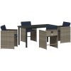 5-delat trädgårdsdining set med kuddar grå poly rattan vidaXL 4 - Sits – miniatyr 2