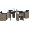5-delat trädgårdsdining set med kuddar grå poly rattan vidaXL 4 - Sits – miniatyr 3