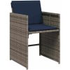 5-delat trädgårdsdining set med kuddar grå poly rattan vidaXL 4 - Sits – miniatyr 6