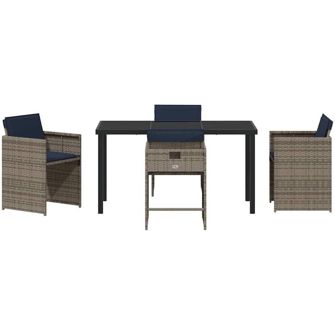 5-delat trädgårdsdining set med kuddar grå poly rattan vidaXL 4 - Sits – bild 7