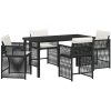 5-delat trädgårdsdining-set med kuddar i svart polyrotting vidaXL 140 x 80 x 73 cm – miniatyr 2
