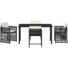 5-delat trädgårdsdining-set med kuddar i svart polyrotting vidaXL 140 x 80 x 73 cm – miniatyr 7