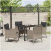 5-delat trädgårdsdining-set med kuddar Ljusgrå Poly Rattan vidaXL 80 x 80 x 73 cm – miniatyr 4