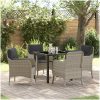 5-delat trädgårdsdining-set med kuddar Ljusgrå Poly Rattan vidaXL 80 x 80 x 73 cm – miniatyr 1