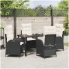 5-delat trädgårdsdining set med kuddar Svart Poly Rattan vidaXL 140 x 80 x 73 cm – miniatyr 4