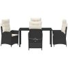 5-delat trädgårdsdining set med kuddar Svart Poly Rattan vidaXL 140 x 80 x 73 cm – miniatyr 6