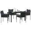 5-delat trädgårdsdining set med kuddar, svart polyrotting vidaXL 140 x 70 x 73 cm – miniatyr 3