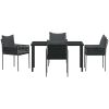 5-delat trädgårdsdining set med kuddar, svart polyrotting vidaXL 140 x 70 x 73 cm – miniatyr 7