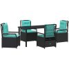 5-delat trädgårdsdining set svart poly rattan vidaXL Standardstorlek för trädgårdsstolar – miniatyr 2