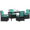 5-delat trädgårdsdining set svart poly rattan vidaXL Standardstorlek för trädgårdsstolar – miniatyr 3