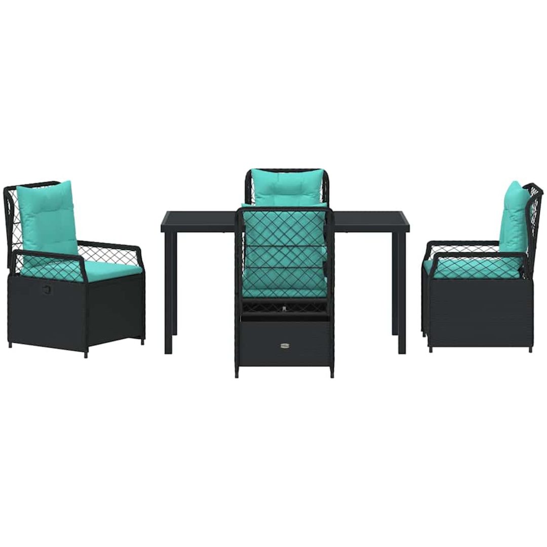 5-delat trädgårdsdining set svart poly rattan vidaXL Standardstorlek för trädgårdsstolar – bild 6
