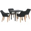 5-delat trädgårdsdining set svart polyrotting vidaXL 80 x 80 cm – miniatyr 2