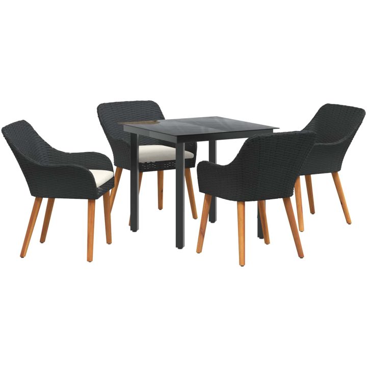 5-delat trädgårdsdining set svart polyrotting vidaXL 80 x 80 cm – bild 2