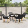 5-delat trädgårdsdining set svart polyrotting vidaXL 80 x 80 cm – miniatyr 5
