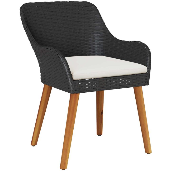 5-delat trädgårdsdining set svart polyrotting vidaXL 80 x 80 cm – bild 8