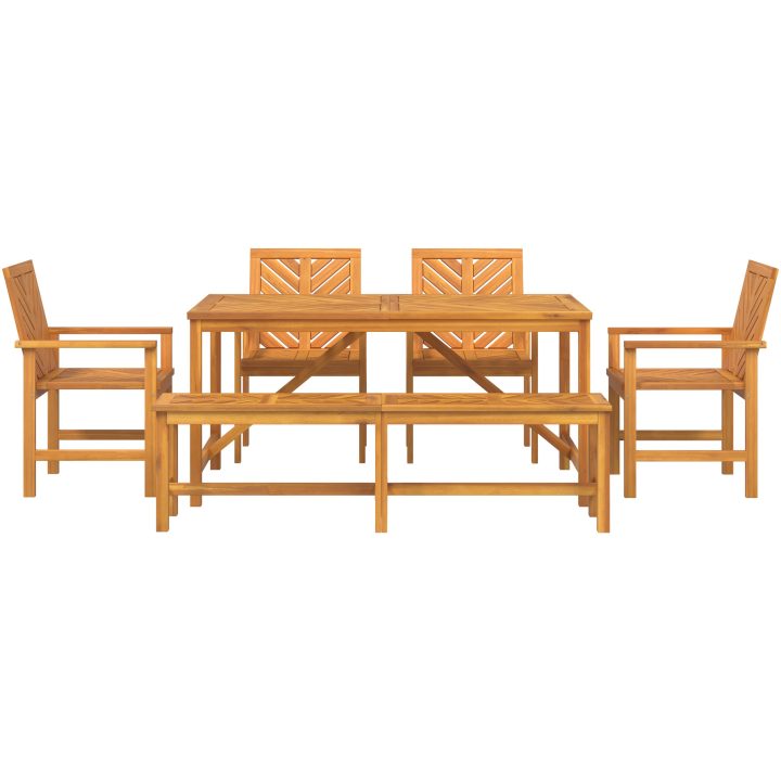 5-delat Trädgårdsdiningset av massivt akaciaträ vidaXL Medium – bild 8