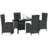 5-delat Trädgårdsdiningset med Kuddar Svart Poly Rattan vidaXL 4 - Sits – miniatyr 3