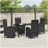 5-delat Trädgårdsdiningset med Kuddar Svart Poly Rattan vidaXL 4 - Sits – miniatyr 4