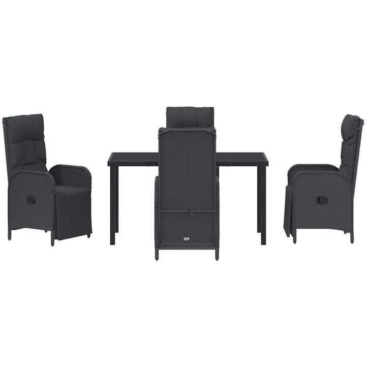 5-delat Trädgårdsdiningset med Kuddar Svart Poly Rattan vidaXL 4 - Sits – bild 7