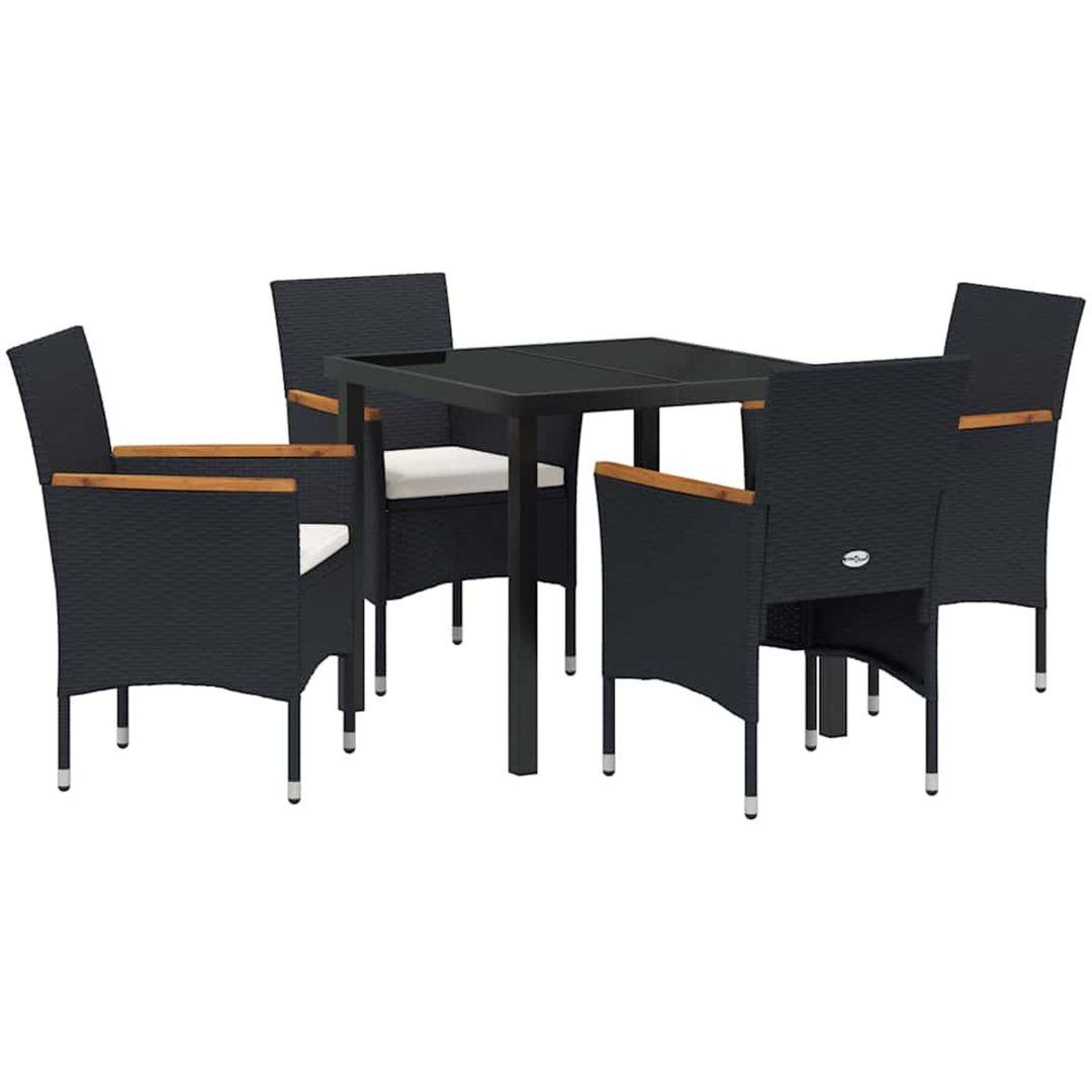 5-delat Trädgårdsduksset Svart Poly Rattan vidaXL 80 x 80 x 73 cm – bild 2