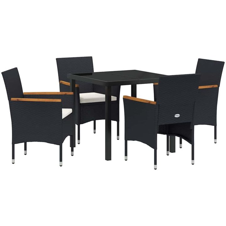 5-delat Trädgårdsduksset Svart Poly Rattan vidaXL 80 x 80 x 73 cm – bild 2