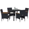 5-delat Trädgårdsduksset Svart Poly Rattan vidaXL 80 x 80 x 73 cm – miniatyr 3