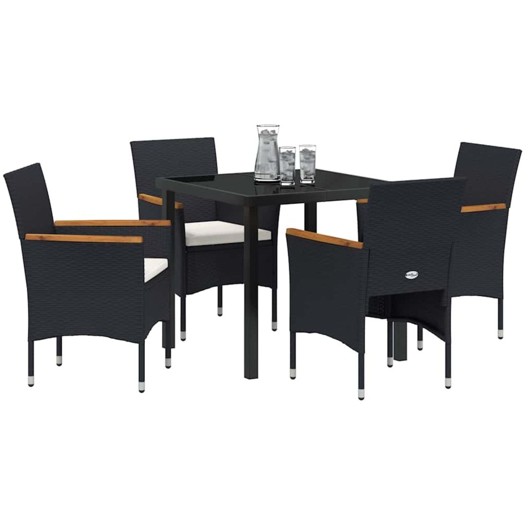 5-delat Trädgårdsduksset Svart Poly Rattan vidaXL 80 x 80 x 73 cm – bild 3
