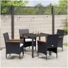 5-delat Trädgårdsduksset Svart Poly Rattan vidaXL 80 x 80 x 73 cm – miniatyr 4