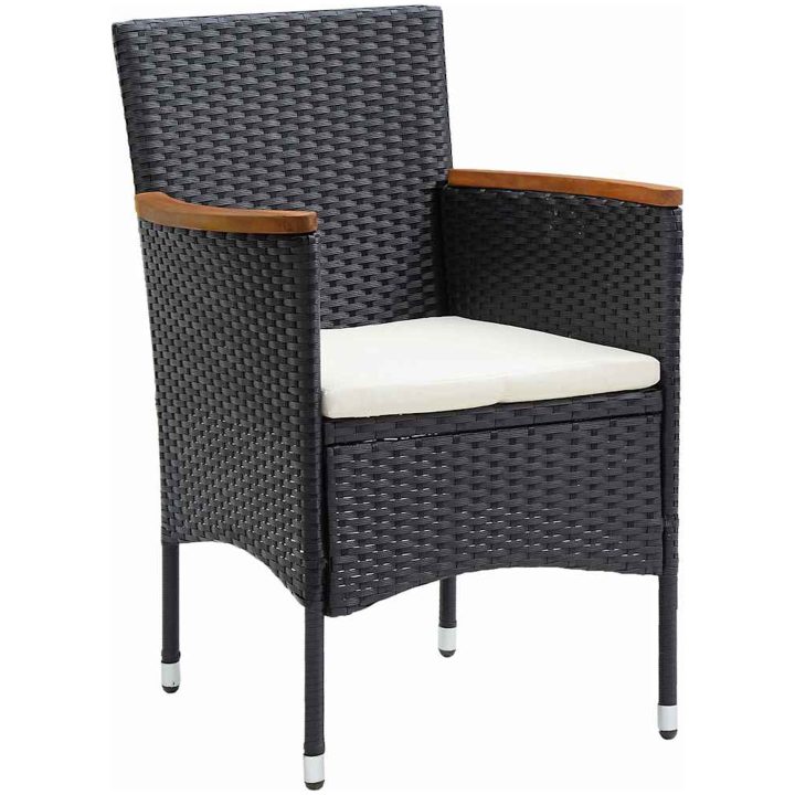 5-delat Trädgårdsduksset Svart Poly Rattan vidaXL 80 x 80 x 73 cm – bild 6