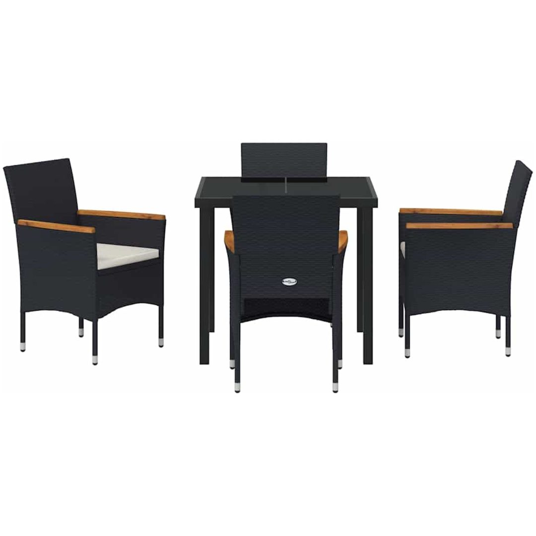 5-delat Trädgårdsduksset Svart Poly Rattan vidaXL 80 x 80 x 73 cm – bild 7