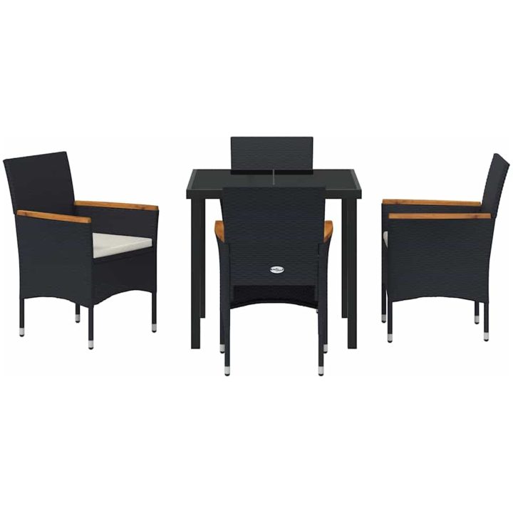 5-delat Trädgårdsduksset Svart Poly Rattan vidaXL 80 x 80 x 73 cm – bild 7