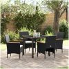 5-delat Trädgårdsduksset Svart Poly Rattan vidaXL 80 x 80 x 73 cm – miniatyr 1