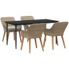 5-delat trädgårdsinredningsset i beige poly rotting vidaXL 160 x 80 x 74 cm – miniatyr 2