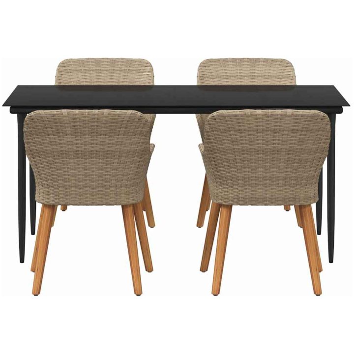 5-delat trädgårdsinredningsset i beige poly rotting vidaXL 160 x 80 x 74 cm – bild 7