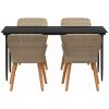 5-delat trädgårdsinredningsset i beige poly rotting vidaXL 160 x 80 x 74 cm – miniatyr 8