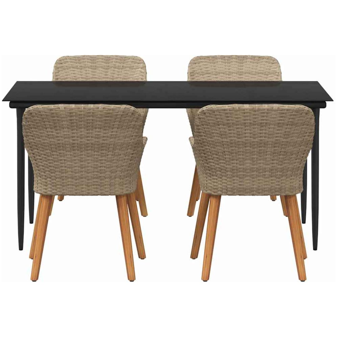 5-delat trädgårdsinredningsset i beige poly rotting vidaXL 160 x 80 x 74 cm – bild 8