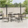 5-delat Trädgårdsmatbord Med Kuddar Grå Poly Rattan vidaXL 140 x 80 x 73 cm – miniatyr 4