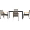 5-delat Trädgårdsmatbord Med Kuddar Grå Poly Rattan vidaXL 140 x 80 x 73 cm – miniatyr 7