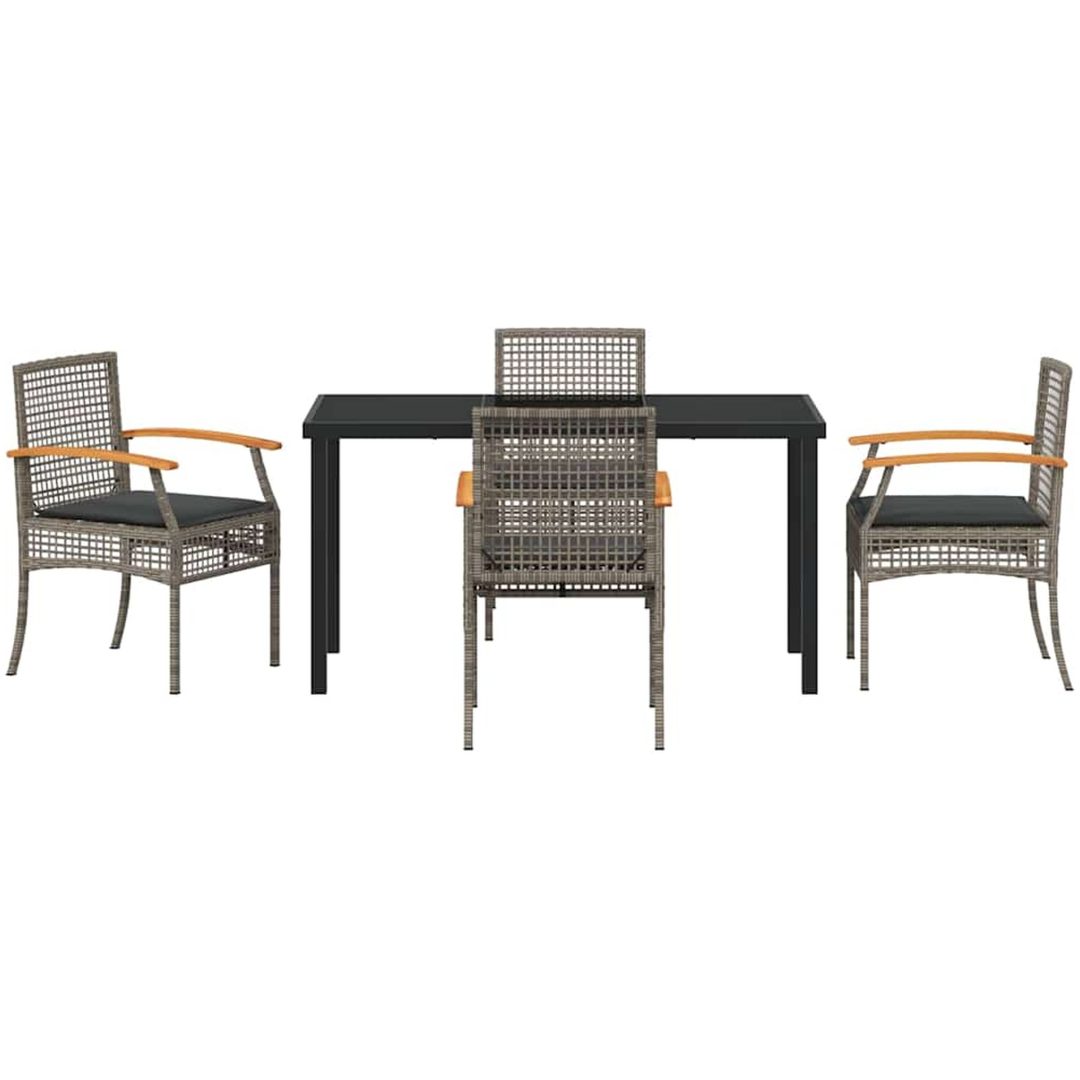 5-delat Trädgårdsmatbord Med Kuddar Grå Poly Rattan vidaXL 140 x 80 x 73 cm – bild 7
