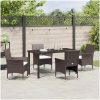 5-delat Trädgårdsmatbord Set i Brunt Poly Rattan vidaXL 140 x 70 x 73 cm – miniatyr 4