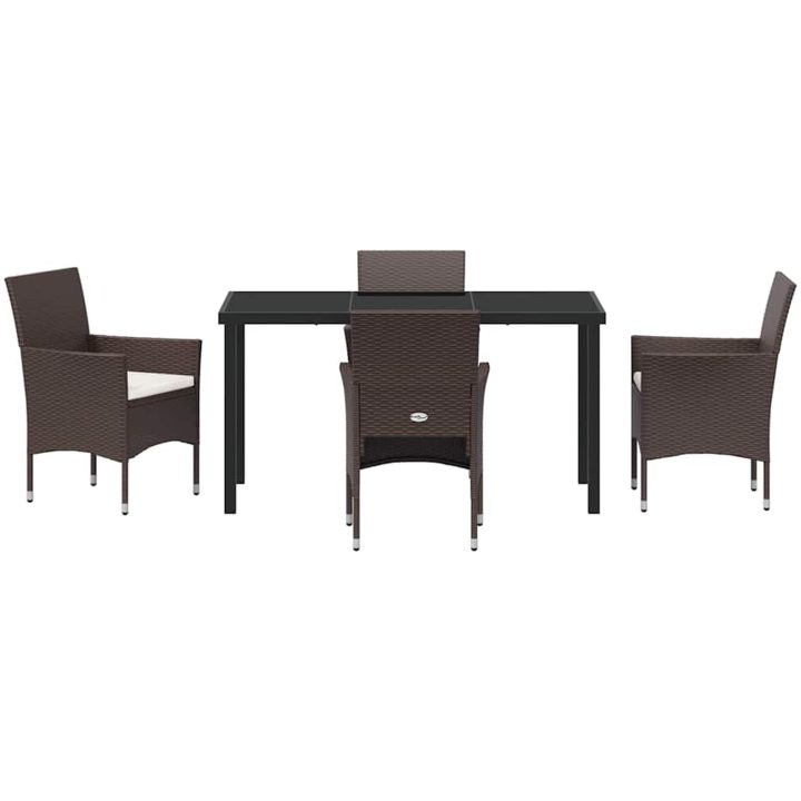 5-delat Trädgårdsmatbord Set i Brunt Poly Rattan vidaXL 140 x 70 x 73 cm – bild 6